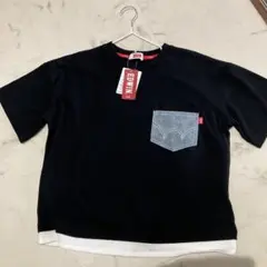 EDWIN 黒 Tシャツ デニムポケット 130