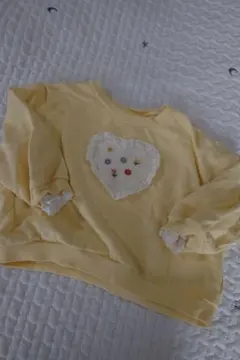 イエロー ハート刺繍 トレーナー　95センチ