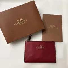 【新品】COACH ワインレッド レザー カードケース