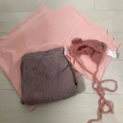 ニューボーン ビーンバック背景布、おくるみ、くまさん帽子、しわしわラップ