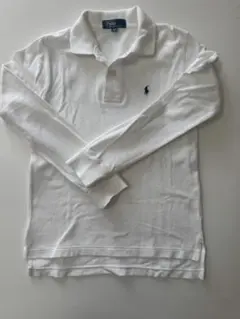 ラルフローレン 長袖ポロシャツ 130 白 ネイビー刺繍