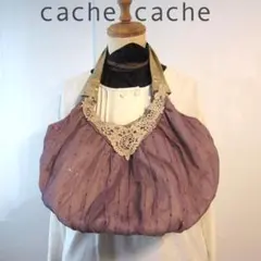 美品　cache cache／カシュカシュ★　レース、メッシュのショルダーパックのサムネイル