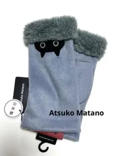新品タグ付き☆マタノアツコ /ボア指無し手袋◎グレー・猫のサムネイル