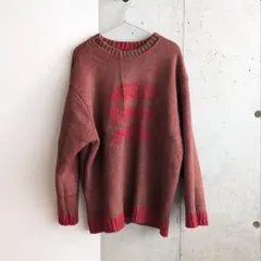 Kastane【リバーシブル】衿ラインロゴニット レッド