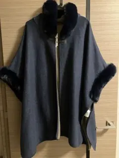 ネイビー フード付き ケープコート