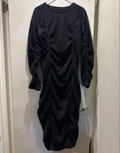 アンヌーク　ギャザースウェットワンピース　ブラック　36