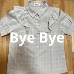 【byebye】パフスリーブチェック柄フリル半袖シャツのサムネイル
