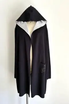 ピッコーネ　リバーシブル　ニット　軽量 コート　ロングニット　フード