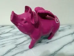 天使の羽付き ぶたの置物（ピンク）ラインストーン オブジェ