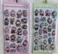 新品ラブブ 水入りボンボンドロップシール 2枚セット ぷっくりシール 3Dシー