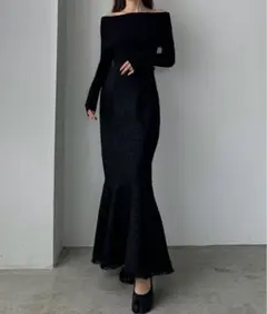 こはる様専用【美品】ラメツイードフリンジマーメイドスカート　黒