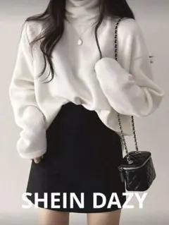 DAZY レディース ハイネック ルーズフィット 長袖 レディーストップス