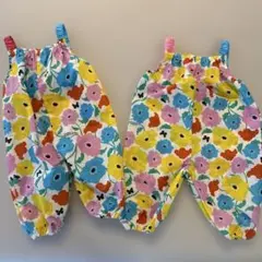 【2着セット】クッカヒッポ　プレイウエア　レインウェア80〜90cm 花柄のサムネイル
