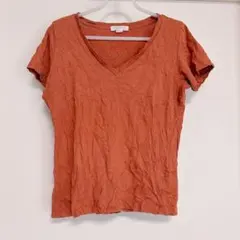 FOREVER 21 オレンジ Vネック 半袖Tシャツ カジュアル 海外古着M