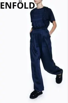 極美品✨エンフォルド 24AW フリル オールインワン ネイビー 38のサムネイル