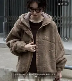 ペニーズ 別注THEFOXロゴワンポイント刺繍ドロストオーバーサイズボアブルゾン