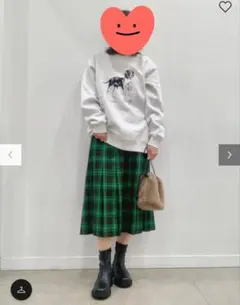 GU　ジーユー　チェックロングスカート グリーン　緑