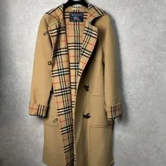 美品　バーバリー ロングコート　ダッフル　カシミヤ混　ノバチェック　キャメル