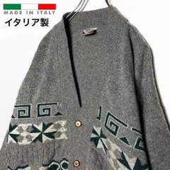 90sヴィンテージ古着 イタリア デザインカーディガン グレー XL ニット