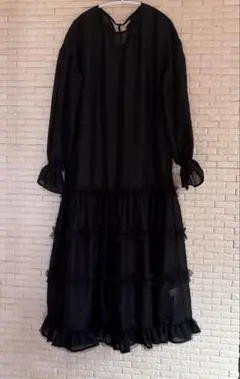 【新品タグ付き】Railmeオーガンジー ティアード フリル ワンピースブラック