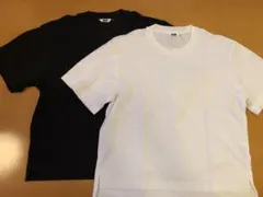 ユニクロ　エアリズムコットンオーバーサイズTシャツ　S　白&黒（2枚セット）