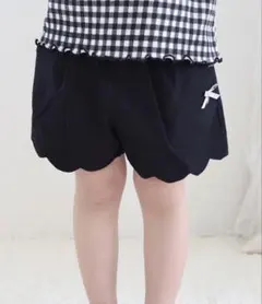 キッズ用 100cm スカラップショートパンツ ブラック アプレレクール