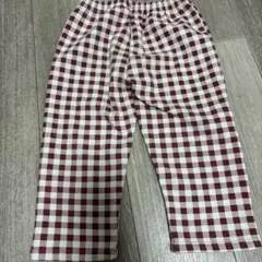 赤と白のチェック柄 長ズボン 100
