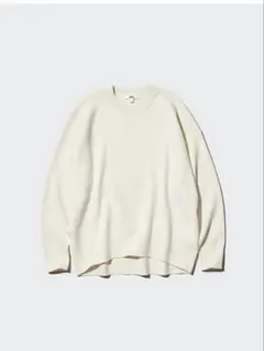 スムースコットンリラックスクルーセーター　オフホワイト