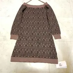未使用 タグ付き Darich ロゴ総柄 ニットミニワンピース Ｆ