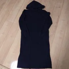 ネイビー フード付きパーカー ワンピース Mサイズ