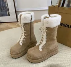厚底ファー付きムートンブーツ