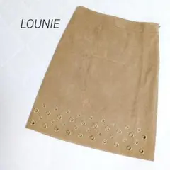 LOUNIE ルーニィ フェイクスエードスカート ベージュ M アイレット装飾のサムネイル