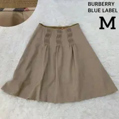 バーバリー ブルーレーベル アンゴラ混 ウール タック スカート ノバチェック