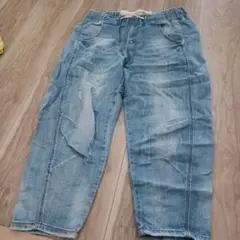 ライトブルー ダメージ加工 長ズボン