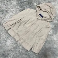 M’S GRACY フリル×リボン袖 ジップパーカー 38 リネン混 ナチュラル