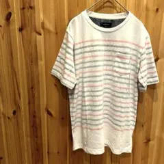 【タカキュー】Tシャツ　半袖　ボーダー柄　前ポケット付き　メンズのサムネイル