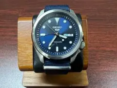 セイコー5 4R36-08L0 ブルー文字盤 自動巻き メンズ腕時計 裏スケ美品