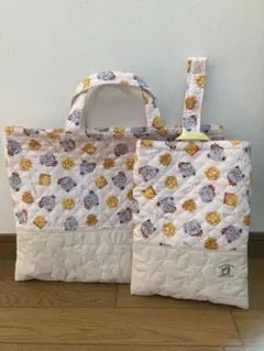 レッスンバッグ　上靴入れ　シューズケース　2点セット　ハンドメイド　入園入学