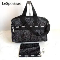 新品 レスポートサック ボストンバッグ 星柄 ブラック ポーチ 鍵付き