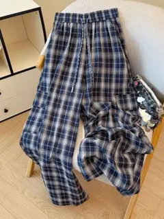 チェックパンツxl