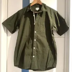 美品 BEAMS オリーブグリーン 半袖シャツ 胸ポケット付 L