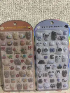 【正規品】コットンパフィーシール　アニマル　モノクロ　２枚セット