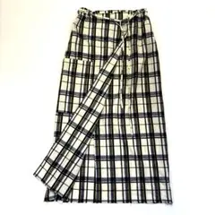 SLOBE citron. チェック柄 ラップスカート 麻混 日本製のサムネイル