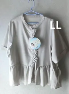 Hina Style フリル ペプラム ブラウス LL