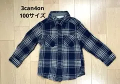 【3can4on】チェック　長袖　シャツ　コットン