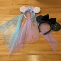 Disney カチューシャ 2点セット スパンコール 蝶々