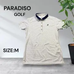 2619☆PARADISO GOLF ポロシャツ ホワイト ネイビー Mサイズのサムネイル