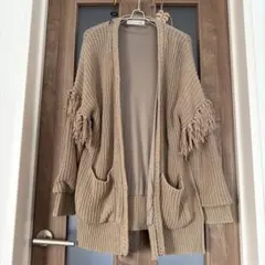 ALEXIA STAM フリンジニットカーディガン ベージュ