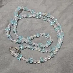 水色クリアビーズ スマホショルダーストラップ