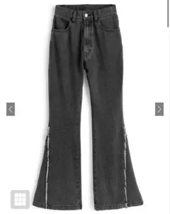 ダークグレー ブーツカットデニム サイドスリット